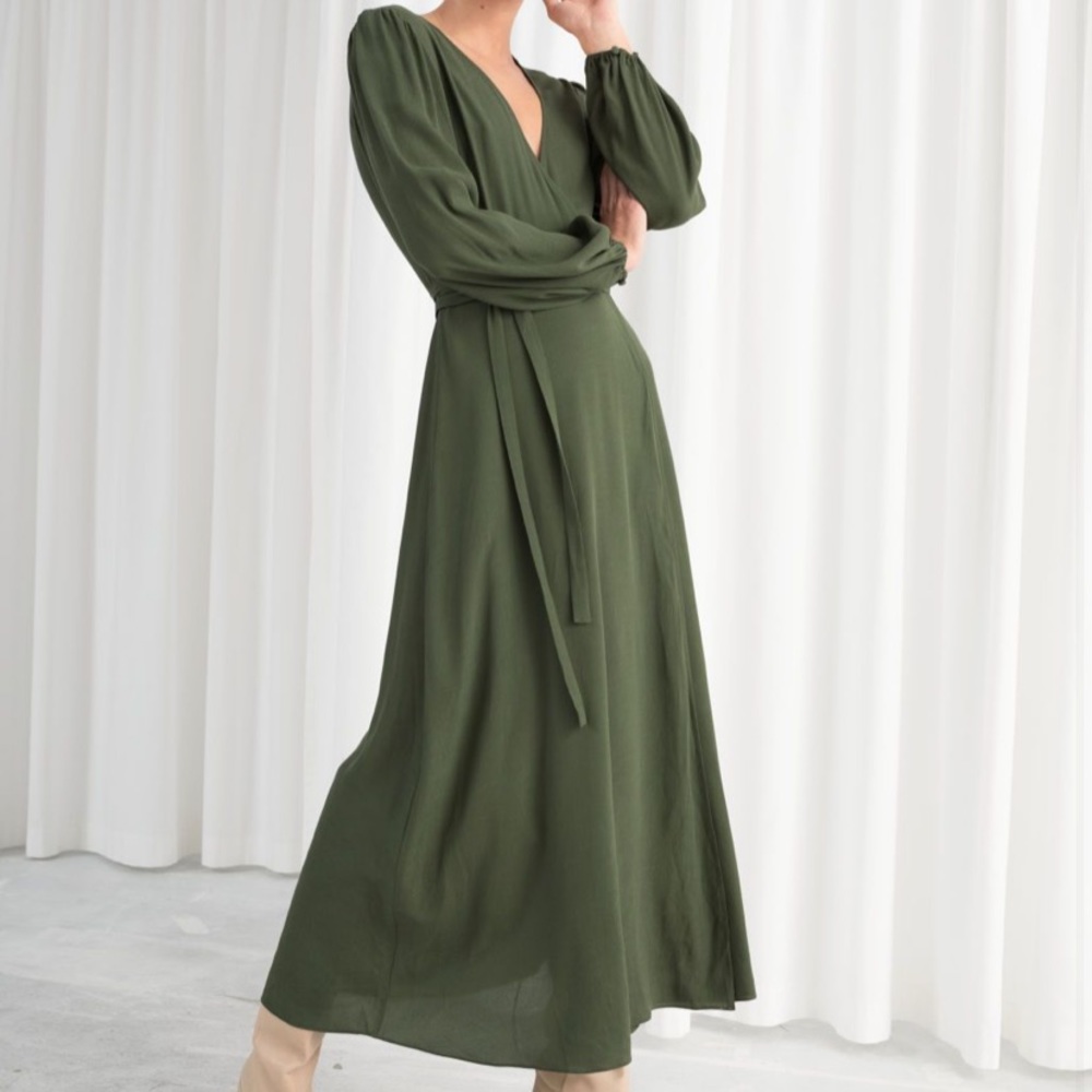 & Other Stories Wrap Dress in Green